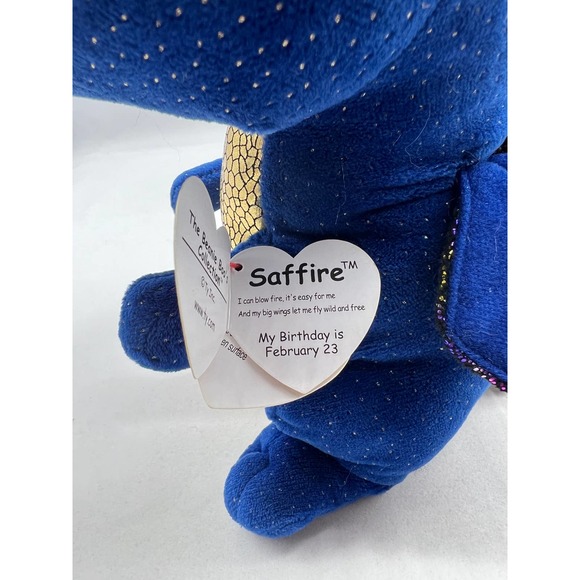 SAFFIRE the Blue Dragon (Glitter Eyes)‎ TY Beanie Boos  9" - Picture 4 of 5